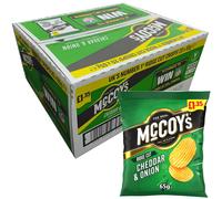 McCoys Cheddar And Onion Potato Crisps Ridge Cut Box Pack of 20x65g