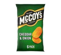 Mccoy's Cheddar & Onion Crisps 6X25g(6 pack|) Full on Flavour | Boldly satisfying | Suitable for Vegetarians