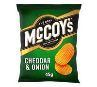McCoy's CHEDDAR & ONION Grab Bag Crisps 45g (Multipack BOX of 36) - Fully loaded with flavour, iconic ridged crisp, unmistakable crunch