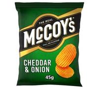 McCoy's Cheese and Onion Crisps 45g Grab Bag, Case of 36, Cheddar