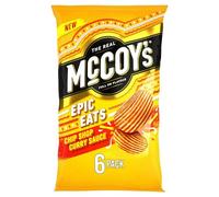 McCoy's Epic Eats Chip Shop Curry Sauce Multipack Crisps 6 Pack (Multipack BOX of 20) - Fully loaded with flavour, iconic ridged crisp, unmistakable crunch.