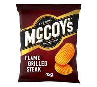 McCoy's FLAME GRILLED STEAK Grab Bag Crisps 45g (Multipack BOX of 36) - Fully loaded with flavour, iconic ridged crisp, unmistakable crunch