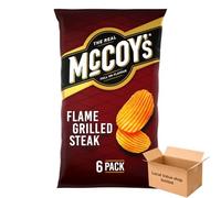 McCoys Multipack Crisps 6 x 25g, Crunchy Ridge Cut Potato Snacks, Mixed Flavours, Perfect for Lunch, Travel & Snacking (Flame Grilled Steak)