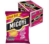 McCoy's Ridge Cut Crisps, Multipack Box of Flavoured Potato Crisp Snacks, 36 x 47.5g - Sizzling King Prawn