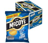 McCoy's Ridge Cut Crisps, Multipack Boxes, Potato Crisp Snacks (36 Grab Bags x 45g, Salt & Malt Vinegar)