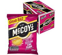 McCoy's Ridge Cut Crisps, Multipack Boxes, Potato Crisp Snacks (36 Grab Bags x 45g) (Sizzling King Prawn)