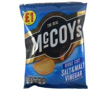 McCoys Salt & Malt Vinegar Flavour Ridge Cut Potato Crisps 65g x 16 Bags