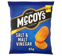 McCoy's Salt & Malt Vinegar Ridge Cut Crisps 65g - Box of 20 (Price Marked)