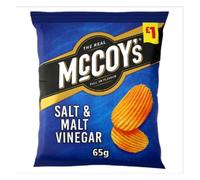 McCoy's Salt & Malt Vinegar Sharing Crisps, Pack of 20 Bags, 65 g Each