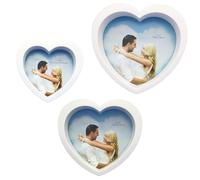MCCXXII White Heart Picture Frames Set of 3. 5x5,6x6,7x7 inch. Plastic Frame, Plastic Film. Only for Wall.