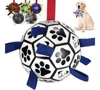 MCD Dog Football for Training Interactive Ball for Dogs, Dog Balls with Tags a Perfect Dog Boredom Toy, Durable Dog Ball Toy for Small Medium Breed for Tug Games Dog Soccer Ball with Grab Tab