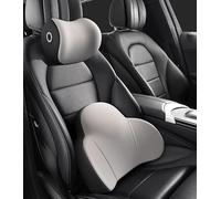 MCDA Car Lumbar Support Pillow Auto Neck Pillow Kit for Porsche Panamera 4 EV Sport Turismo 971, Adjustable Breathable Car Headrest and Lumbar Cushion,Grey-Black