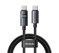 mcdodo 100W USB C to USB C Charging Cable with Horizontal LED Display 4ft Length Nylon Braided USB C to C Fast Charging Cable Fit for iPhone 16 15 Pro ProMax Plus,Galaxy S23/S22+Ultra, iPad, MacBook