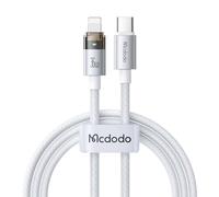 Mcdodo 36W USB C to Lightning Cable with Flashing Light 4ft, Nylon Braided Lightning USB C Fast Charging Cable Fit for 14 13 12 11/Pro/ProMax/Plus, iPad, AirPods, iTouch(White)