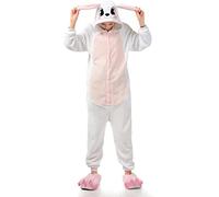 Mcdslrgo Rabbit Onesie Pajamas for Women Adult Cartoon Animal Christmas Halloween Cosplay Costume Homewear White