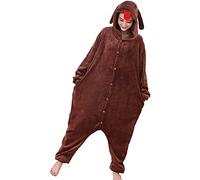 Mcdslrgo Unisex Adult Anime Christmas Halloween Carnival Cosplay Sleepwear Outfit Costume Onesie Pajamas (S, Brown Dog)