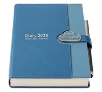 Mcdsuc A5 Daily Planner Diary 2026, Day Per Page Organiser, Productivity Planner from January 2026-December 2026, Hardcover with Colour Side Tabs, Pen and Stickers, 3Bookmarks (Blue, A5)