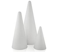 MCE-Commerce 1 x polystyrene Cone 7 cm, 9 cm, 21 cm, Diameter 12 cm, Height Styrofoam, White, Höhe 12, 21, 27 cm