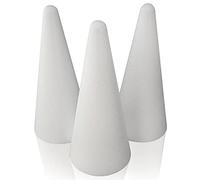 MCE-Commerce A32093 Styrofoam Cones Diameter 9 cm Height 20 cm Pack of 3 White