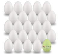 MCE-Commerce Polystyrene Eggs 6 cm Pack of 25 for Crafts and Decorating at Easter, Styrofoam, White,A336025