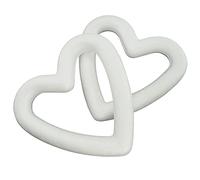 MCE-Commerce Styrofoam Heart Open 15 cm, 2 Pieces for Crafting and Decorating, Polystyrene, White