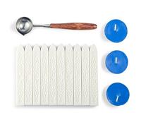 Mceal Sealing Wax Set Non-Wicked Magic Arrow Sealing Wax with Retro Rosewood Handle Wax Seal Spoon and Candles 14 Pieces(Off White)