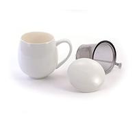 McEntee’s Tea Mug with Lid and Stainless Steel Infuser [350ml] (White) - Tea Set for One - for Office and Home Use - McEntee’s Tea’s it’s Like a “Hug in a Mug”