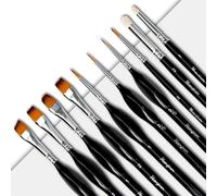 Mcenzinen 10 Pcs Exquisite Detail Paint Brush Set with Copper Tube and Special Double - Wire - Binding Process，Birch Wood Pen,Triangular Grip. Suitable Oil, Watercolour, Acrylic, Digital Painting