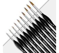 Mcenzinen 10 Pcs Exquisite Detail Paint Brush Set with Copper Tube and Special Double - Wire - Binding Process, Birch Wood Pen,Triangular Grip. Suitable Oil, Watercolour, Acrylic, Digital Painting