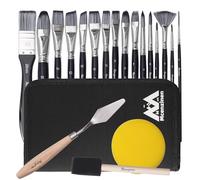 Mcenzinen 20 Pcs Acrylic Paintbrush Set, Professional Artist Paint Brushes, Birch Wood Paintbrushes with Ergonomic Handle, Suitable for Oil, Watercolor, Acrylic, Digital and Face Painting