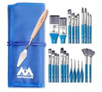 Mcenzinen 24 Pcs Acrylic Paintbrush Set, Professional Artist Paint Brushes, Birch Wood Paintbrushes with Ergonomic Handle, Suitable for Oil, Watercolor, Acrylic, Digital and Face Painting