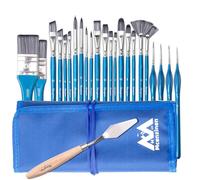 Mcenzinen 24 Pcs Paintbrush Set, Professional Art Paint Brushes Set for professionals, Synthetic & Natural Bristle, Acrylic Oil & Watercolour Paint Brush Set with Palette Knife and Canvas Carry Bag