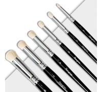 Mcenzinen 6 Pcs Exquisite Detail Paint Brush Set with Copper Tube and Special Double - Wire - Binding Process,Birch Wood Pen,Circular Grip. Suitable Oil,Watercolour,Acrylic,Digital Painting