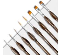Mcenzinen 8 Pcs Exquisite Detail Paint Brush Set with Copper Tube and Special Double - Wire - Binding Process, Birch Wood Pen,Triangular Grip. Suitable Oil, Watercolour, Acrylic, Digital Painting