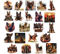 McEtt German Shepherd Sticker Sheets - Cute German Shepherd Dog Puppy Stickers for Kids Students Teens - 5 Sheet Pack (110 Pieces) - Birthday Party Favors, Classroom, Laptops, Water Bottles