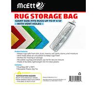 McEtt Giant Rug Storage Bag - Clear Plastic with Ventilation Holes - Fits Rugs up to 270 x 360cm - Reusable Zip Tie for Moving or Storage