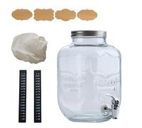 McEtt - Large Kombucha Brewing Jar Kit - 5 Liter (1.3 Gallon) Glass Fermentation Jar - SCOBY Hotel with Airtight Lid & Spout