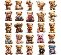 McEtt Teddy Bear Sticker Sheets - Cute Teddy Bear Stuffed Animal Stickers for Kids Students Teens - 5 Sheet Pack (125 Pieces) - Birthday Party Favors, Classroom, Laptops, Water Bottles