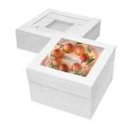 Mcfleet 16pcs Cake Boxes 12 Inch 12x12x8 Bakery Boxes for Tier Cakes with Window White Large Tall Cardboard Bakery Take Out Carrier Containers with Lids for Wedding, Birthday, Party