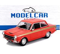 MCG 1/18 DIECAST 1966 FORD LOTUS CORTINA MK1 ALAN MANN COLS. RED & GOLD MCG18532
