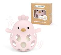 MCGMITT Baby Teething Rattle Toy - Grasping Ball Teether BPA-Free Silicone Chicken Rattle for Sensory and Motor Skill Development for 3, 6, 9 Month Easy to Grip Soft and Safe Montessori Gift-Pink