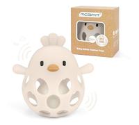 MCGMITT Baby Teething Rattle Toy - Grasping Ball Teether BPA-Free Silicone Chicken Rattle for Sensory and Motor Skill Development for 3, 6, 9 Month Easy to Grip Soft and Safe Montessori Gift-Beige