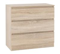 mcgowan wooden chest of drawers in sonoma oak with 3 drawers