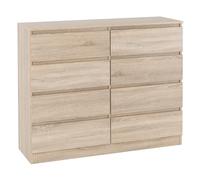 mcgowan wooden chest of drawers in sonoma oak with 8 drawers