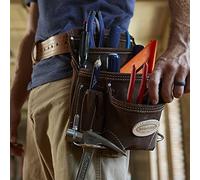 McGuire-Nicholas 10 Pocket Carpenter's Pouch | Premium Leather Nail & Tool Bag with Reinforced Wear Points, Brown