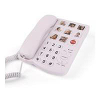 Mcheeta Big Button Landline Phone for elderly, PSTN One-touch Image Button Corded House Phone with Adjustable High Volume, Telephones Landline Suitable for Elderly and Dementia Sufferers, White