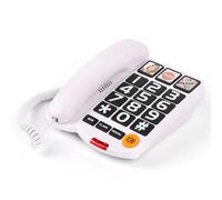 Mcheeta Big Button Landline Phone for elderly, PSTN One-touch Image Button Corded House Phone with flashing light and Adjustable Volume, Telephones Landline Suitable for Elderly people, White