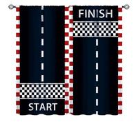 Mchenxin Race Track Curtains, Road Racing Start Finish Line Sports Theme Cool Game Print Window Drapes Curtains for Kids Boys Teens Bedroom Living Room, 42x45in (No Blackout)