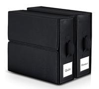 MCHERRY 2 Pack Foldable Container Storage Bed Sheet Set Organizer (Queen or King Size), Linen Closet Organizer for Duvet Cover Set, Clothes, Blankets and Pillow Cases (Black)