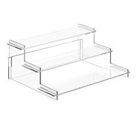 MCHERRY 3 Tier Acrylic trapezoidal Display Stand, 12-in Clear Acrylic Display Shelf,Perfume Nail Polish Organiser Object, Steps Dessert Table Standsm,for Makeup,POP Figures,Organizer Activity